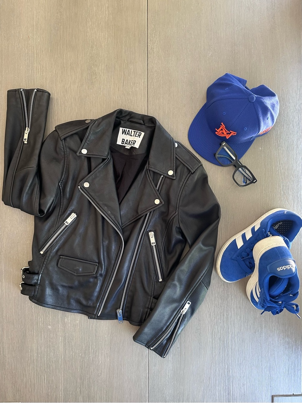 Walter Baker Black Genuine Leather Moto-Style Biker Jacket